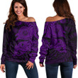 RugbyLife Clothing - Polynesian Tattoo Style Tatau - Purple Version Off Shoulder Sweater A7 | RugbyLife