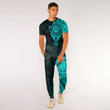 RugbyLife Clothing - Polynesian Tattoo Style Maori - Special Tattoo - Cyan Version T-Shirt and Jogger Pants A7 | RugbyLife