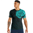 RugbyLife Clothing - Polynesian Tattoo Style Snake - Cyan Version T-Shirt A7