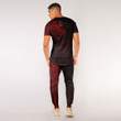 RugbyLife Clothing - Polynesian Tattoo Style Tribal Lion - Red Version T-Shirt and Jogger Pants A7
