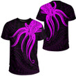 RugbyLife Clothing - Polynesian Tattoo Style Octopus Tattoo - Pink Version T-Shirt A7 | RugbyLife
