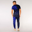 RugbyLife Clothing - Polynesian Tattoo Style Tribal Lion - Blue Version T-Shirt and Jogger Pants A7