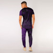 RugbyLife Clothing - Polynesian Sun Mask Tattoo Style - Purple Version T-Shirt and Jogger Pants A7