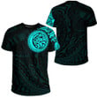 RugbyLife Clothing - Polynesian Tattoo Style Tattoo - Cyan Version T-Shirt A7 | RugbyLife