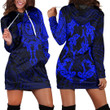 RugbyLife Clothing - Polynesian Tattoo Style Maori - Special Tattoo - Blue Version Hoodie Dress A7 | RugbyLife