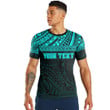 RugbyLife Clothing - (Custom) Polynesian Tattoo Style - Cyan Version T-Shirt A7