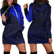 RugbyLife Clothing - Polynesian Tattoo Style Melanesian Style Aboriginal Tattoo - Blue Version Hoodie Dress A7 | RugbyLife