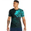 RugbyLife Clothing - Polynesian Tattoo Style Tribal Lion - Cyan Version T-Shirt A7