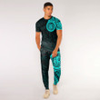 RugbyLife Clothing - Lizard Gecko Maori Polynesian Style Tattoo - Cyan Version T-Shirt and Jogger Pants A7 | RugbyLife