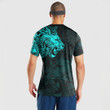 RugbyLife Clothing - Polynesian Tattoo Style Tribal Lion - Cyan Version T-Shirt A7