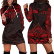 RugbyLife Clothing - (Custom) Polynesian Tattoo Style Flower - Red Version Hoodie Dress A7 | RugbyLife