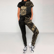 RugbyLife Clothing - Polynesian Tattoo Style Tiki - Gold Version T-Shirt and Jogger Pants A7