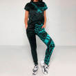 RugbyLife Clothing - Polynesian Tattoo Style Crow - Cyan Version T-Shirt and Jogger Pants A7
