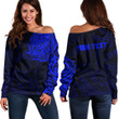 RugbyLife Clothing - (Custom) Polynesian Tattoo Style - Blue Version Off Shoulder Sweater A7 | RugbyLife