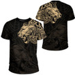 RugbyLife Clothing - Polynesian Tattoo Style Tribal Lion - Gold Version T-Shirt A7 | RugbyLife