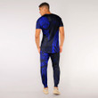 RugbyLife Clothing - Polynesian Tattoo Style Wolf - Blue Version T-Shirt and Jogger Pants A7