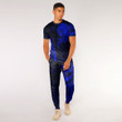 RugbyLife Clothing - Polynesian Tattoo Style Wolf - Blue Version T-Shirt and Jogger Pants A7 | RugbyLife
