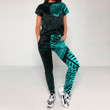 RugbyLife Clothing - Polynesian Tattoo Style Snake - Cyan Version T-Shirt and Jogger Pants A7