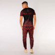 RugbyLife Clothing - (Custom) Polynesian Tattoo Style Flower - Red Version T-Shirt and Jogger Pants A7