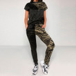 RugbyLife Clothing - Polynesian Tattoo Style - Gold Version T-Shirt and Jogger Pants A7