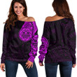 RugbyLife Clothing - Polynesian Tattoo Style Sun - Pink Version Off Shoulder Sweater A7 | RugbyLife