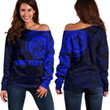 RugbyLife Clothing - (Custom) Special Polynesian Tattoo Style - Blue Version Off Shoulder Sweater A7 | RugbyLife