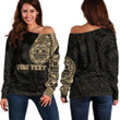 RugbyLife Clothing - (Custom) Polynesian Tattoo Style Sun - Gold Version Off Shoulder Sweater A7 | RugbyLife