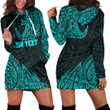 RugbyLife Clothing - (Custom) Polynesian Tattoo Style Surfing - Cyan Version Hoodie Dress A7 | RugbyLife