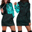 RugbyLife Clothing - Kite Surfer Maori Tattoo With Sun And Waves - Cyan Version Hoodie Dress A7 | RugbyLife