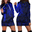 RugbyLife Clothing - (Custom) Polynesian Tattoo Style Horse - Blue Version Hoodie Dress A7 | RugbyLife
