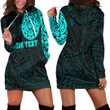 RugbyLife Clothing - (Custom) Polynesian Tattoo Style Turtle - Cyan Version Hoodie Dress A7 | RugbyLife