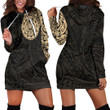 RugbyLife Clothing - Polynesian Tattoo Style Turtle - Gold Version Hoodie Dress A7 | RugbyLife