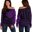 RugbyLife Clothing - Lizard Gecko Maori Polynesian Style Tattoo - Purple Version Off Shoulder Sweater A7 | RugbyLife