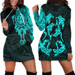 RugbyLife Clothing - Polynesian Tattoo Style Maori - Special Tattoo - Cyan Version Hoodie Dress A7 | RugbyLife