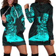 RugbyLife Clothing - Polynesian Tattoo Style Tiki Surfing - Cyan Version Hoodie Dress A7 | RugbyLife