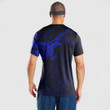 RugbyLife Clothing - Polynesian Tattoo Style Crow - Blue Version T-Shirt A7