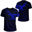 RugbyLife Clothing - Polynesian Tattoo Style Crow - Blue Version T-Shirt A7 | RugbyLife