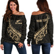 RugbyLife Clothing - (Custom) New Zealand Aotearoa Maori Fern - Gold Version Off Shoulder Sweater A7 | RugbyLife