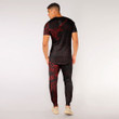 RugbyLife Clothing - Polynesian Tattoo Style Crow - Red Version T-Shirt and Jogger Pants A7