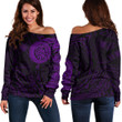 RugbyLife Clothing - Polynesian Tattoo Style Tattoo - Purple Version Off Shoulder Sweater A7 | RugbyLife