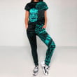 RugbyLife Clothing - Polynesian Tattoo Style Tiki - Cyan Version T-Shirt and Jogger Pants A7