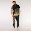 RugbyLife Clothing - Polynesian Tattoo Style Tiki Surfing - Gold Version T-Shirt and Jogger Pants A7
