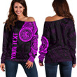 RugbyLife Clothing - (Custom) Lizard Gecko Maori Polynesian Style Tattoo - Pink Version Off Shoulder Sweater A7 | RugbyLife