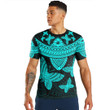RugbyLife Clothing - Polynesian Tattoo Style Butterfly - Cyan Version T-Shirt A7