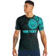 RugbyLife Clothing - (Custom) Polynesian Sun Tattoo Style - Cyan Version T-Shirt A7