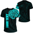 RugbyLife Clothing - (Custom) Polynesian Tattoo Style Snake - Cyan Version T-Shirt A7 | RugbyLife