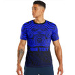 RugbyLife Clothing - (Custom) Polynesian Tattoo Style Maori Traditional Mask - Blue Version T-Shirt A7