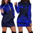 RugbyLife Clothing - (Custom) Polynesian Tattoo Style Flower - Blue Version Hoodie Dress A7 | RugbyLife