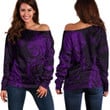 RugbyLife Clothing - Polynesian Tattoo Style Wolf - Purple Version Off Shoulder Sweater A7 | RugbyLife