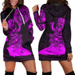 RugbyLife Clothing - Polynesian Tattoo Style Tiki Surfing - Pink Version Hoodie Dress A7 | RugbyLife